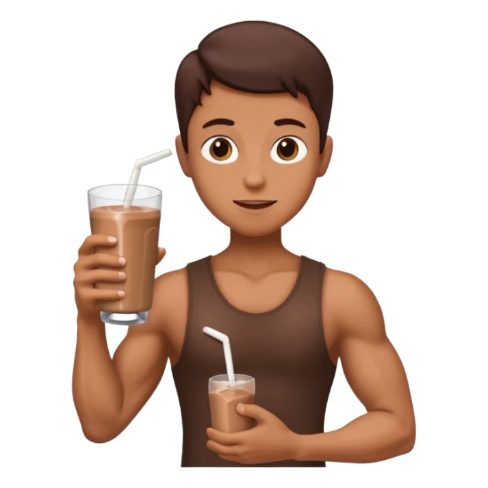 one flexed arm holding a choclate milk  sticker