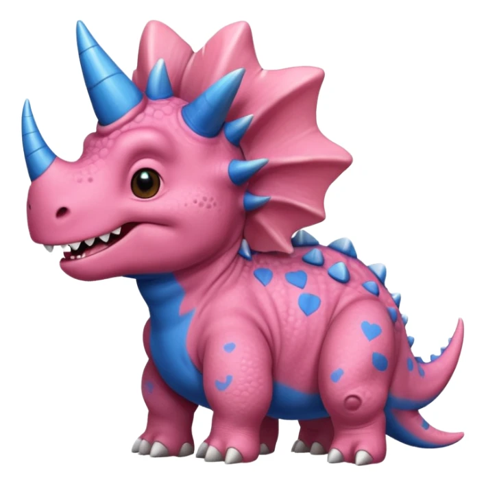 Triceratops cute pink kawei in love with Blue t-Rex  sticker