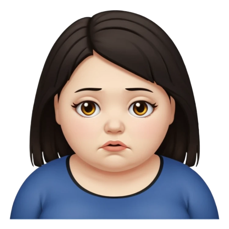 Sad fat girl lifting dark hair sticker