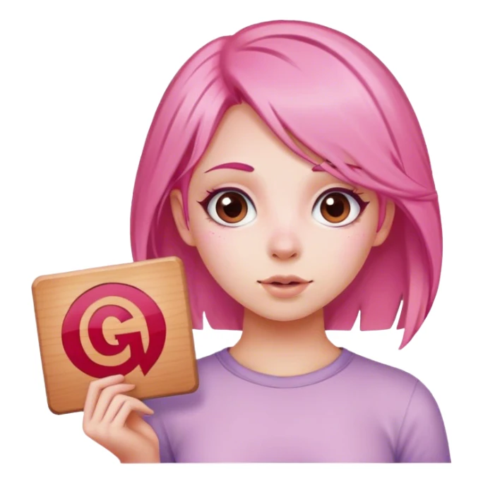 girl with pink hair sign saying "GG" sticker