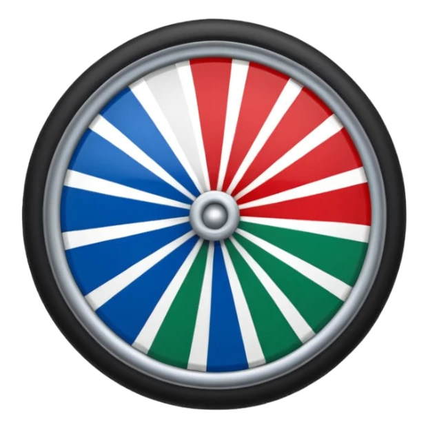 Drapeau bleu et vert avec une roue rouge zvec 24 rayon la roue rouge est a l’interieur du drapeau bleu et vert sticker