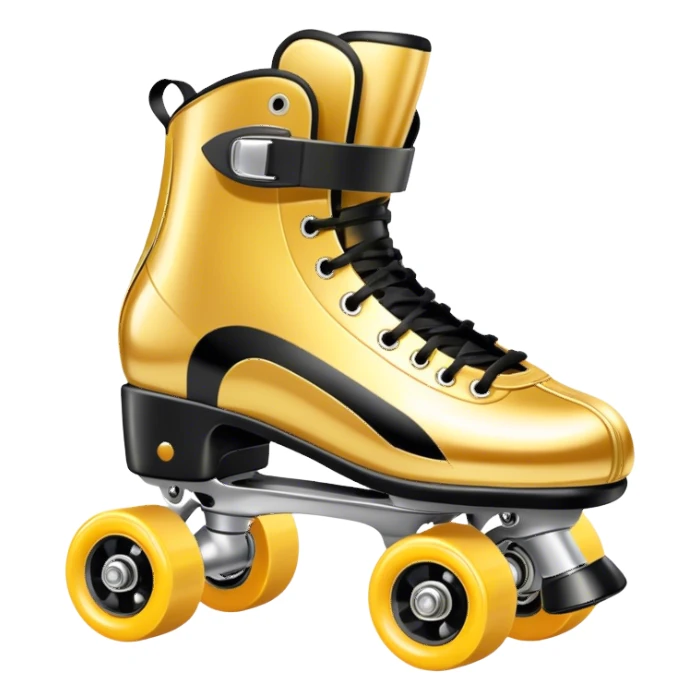 Gold and shiny roller skates with black details sticker