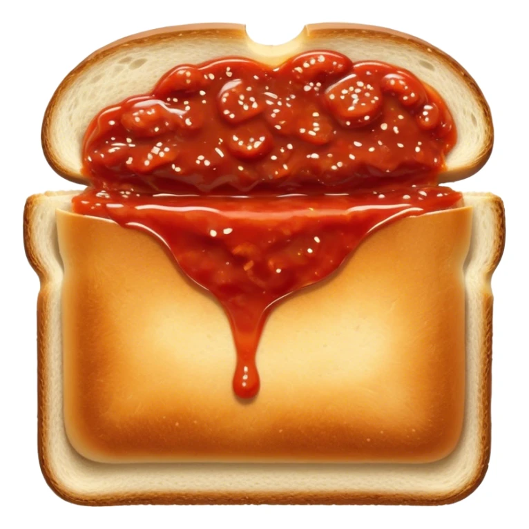 slice of bread with with a squeeze of tomatoe sauce on top sticker