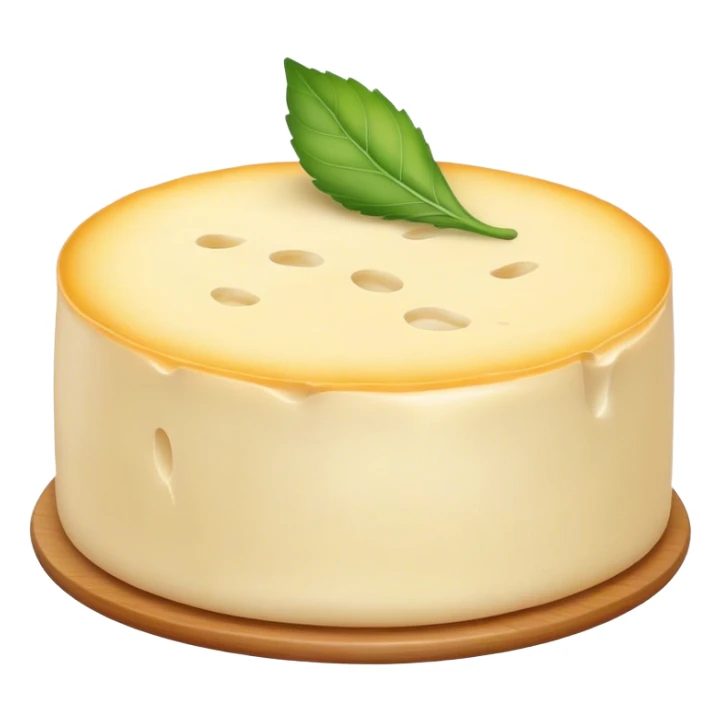 Cinematic Realistic Brie Cheese Emoji, featuring a creamy, soft-ripened cheese with a delicate rind rendered with lifelike detail and inviting, natural lighting. sticker