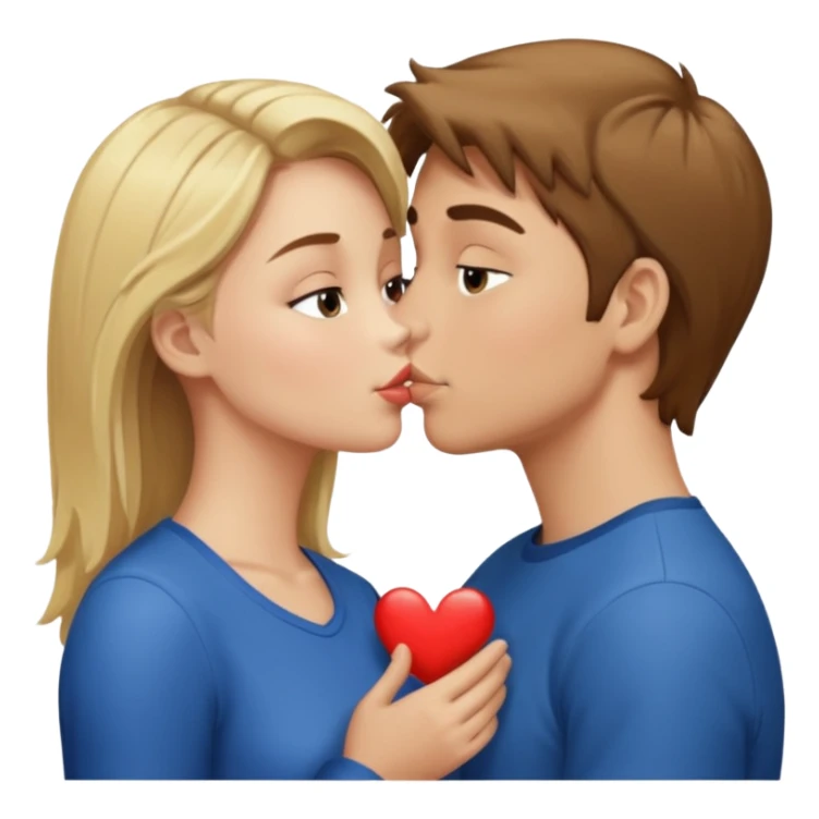 blonde girl and brown hair boy kissing sticker