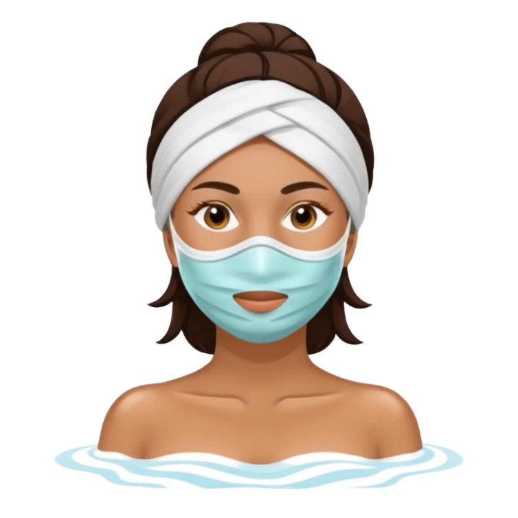 Lady with face mask spa beauty full face relaxing sticker