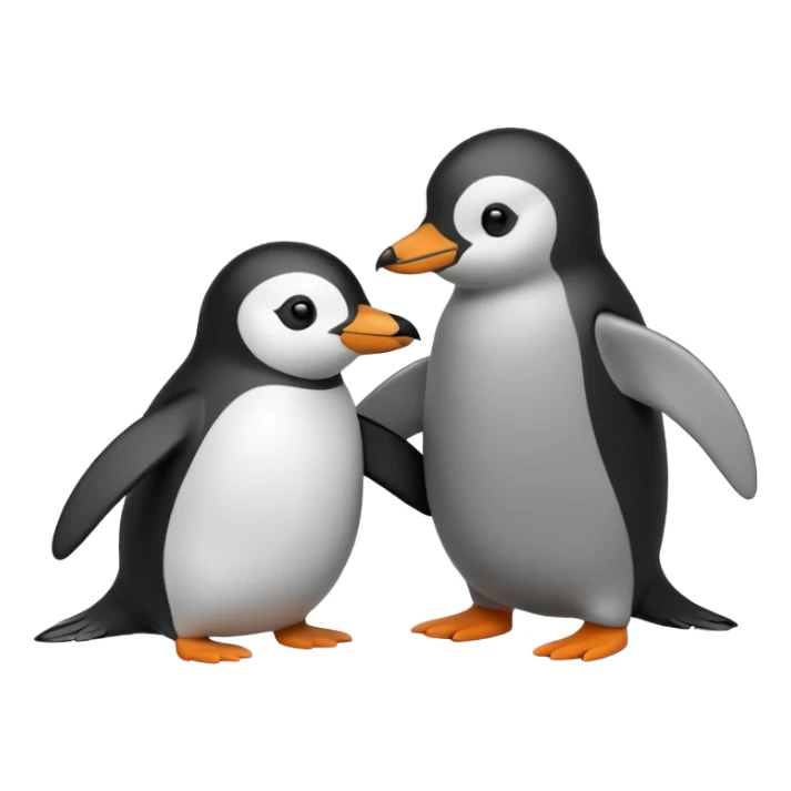 a penguin fighting a ringed seal, emoji style sticker