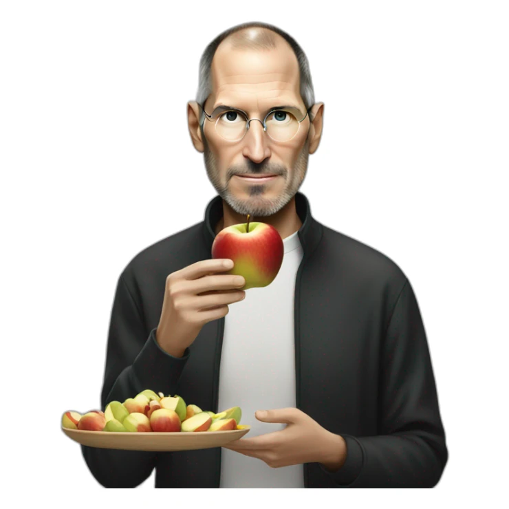 Steve Jobs eating an apple sticker