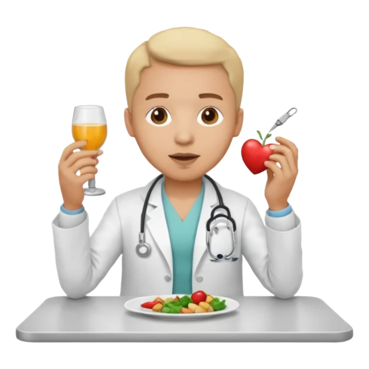 ligth doctor eating in a table full body sticker