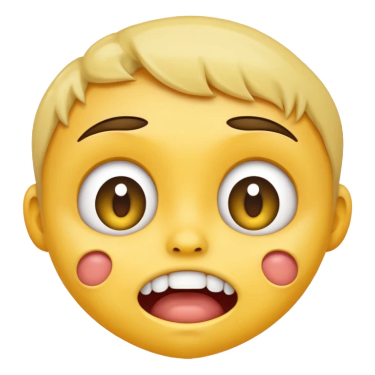 Wide eyes emoji with an underbite with drool coming out ￼ sticker