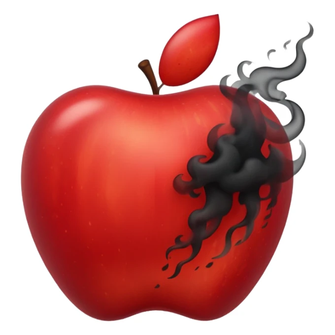 apple, black, poisonous, black smoke emitted sticker