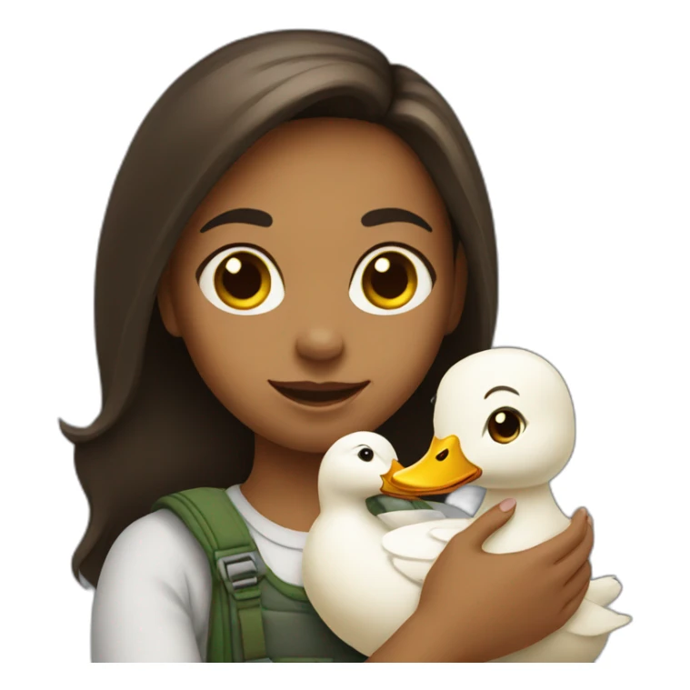 Girl holding a duck sticker