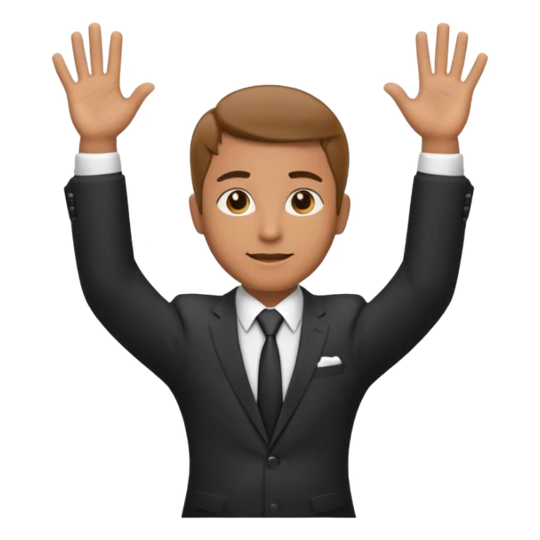 Hands up man meme put a suit on him with tie sticker