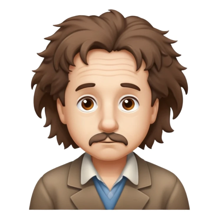 Einstein-like character with messy hair and a thoughtful expression sticker