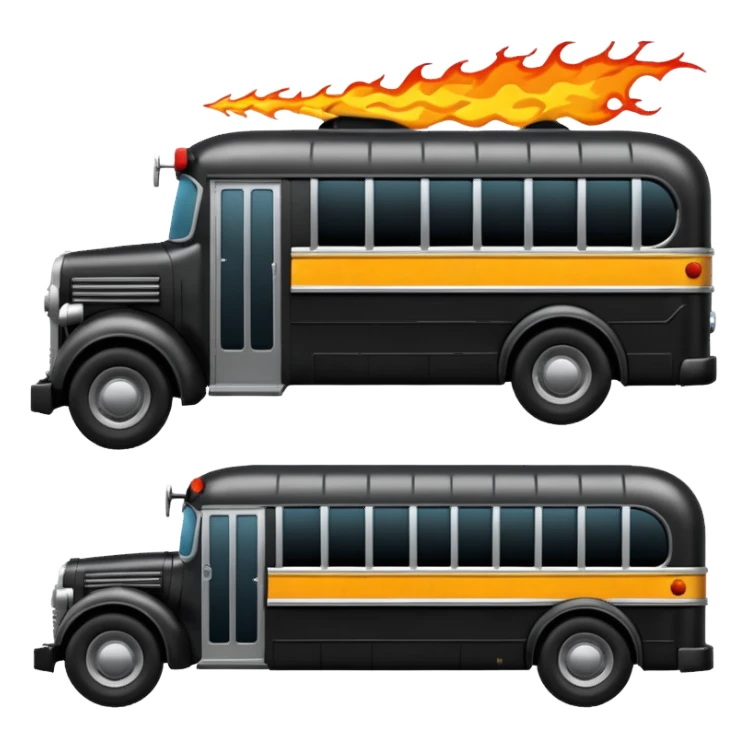 Mad max survival apocalypse Darth Vader’s Batman-armored 1936 black graphite colored school bus with horizontal holographic flames  sticker