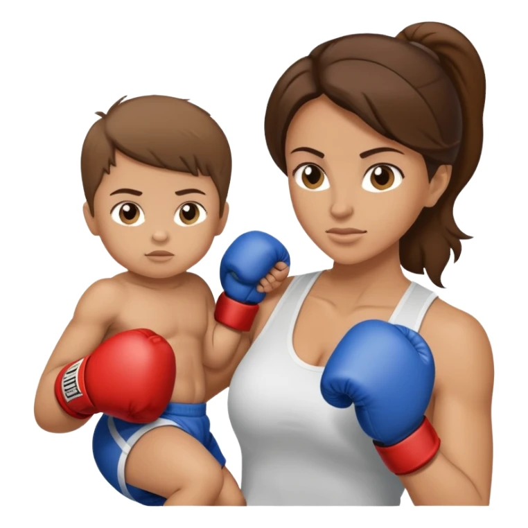 Light brunette fit mom boxing with baby boy sticker