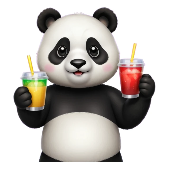 A panda holding a cup of punch, looking excited under disco lights.



















 sticker