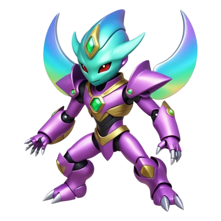 Mechanical Nebulae Beautiful Gorgeous Pretty Pastel Hot Exotic Lush Warm Cute Adorable Colorful Shiny Iridescent Futuristic Modern Cybernetic Piccolo-Shazam-Protogen-Vernid-Fakémon-Pokémon-creature-fusion (full body) sticker