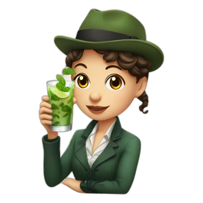 argentine girl sherlock holmes drinking mojito sticker