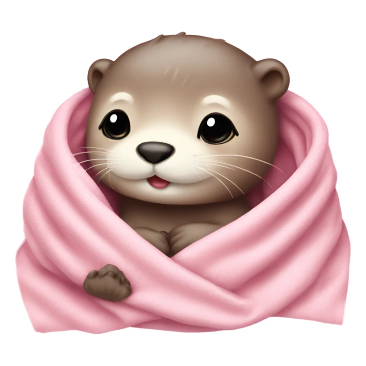 Cute cozy otter in baby pink blanket  sticker