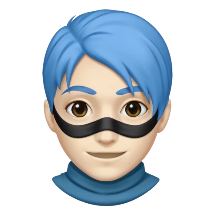blue haired criminal with robber mask and smirk sticker
