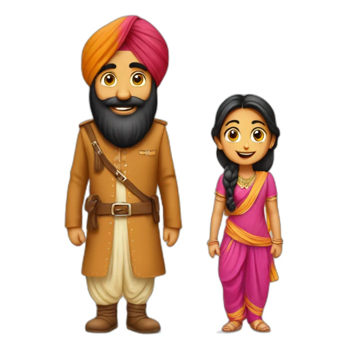 Sardaar man with girl in punjabi suit sticker