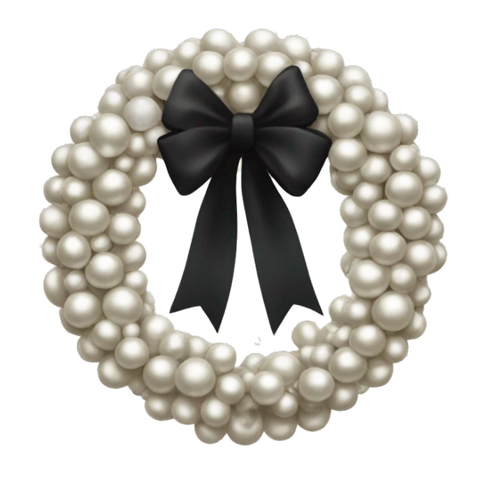 A Christmas wreath designed like a circle of pearls with a tiny black bow. sticker