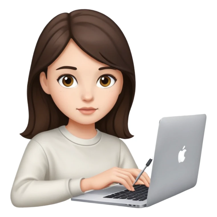Brunette Girl, studying in macbook  sticker