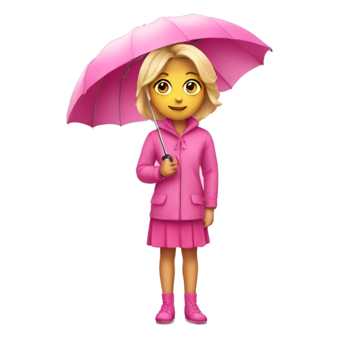 Blond girl holding pink umbrella in pink outfit sticker