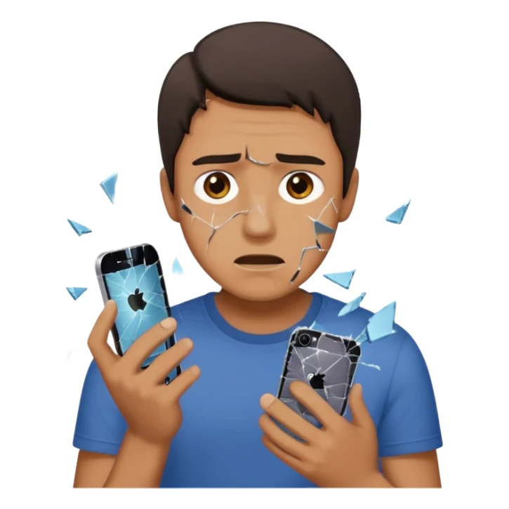 create the man with broke iphone in the hand sticker