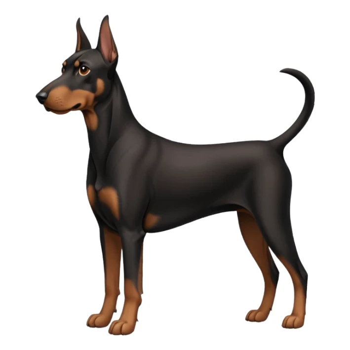 black and tan doberman with floppy ears sticker