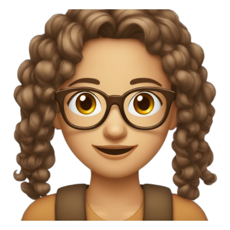 Fille avec lunettes cheveux marrons boucles qui pleure de rire sticker