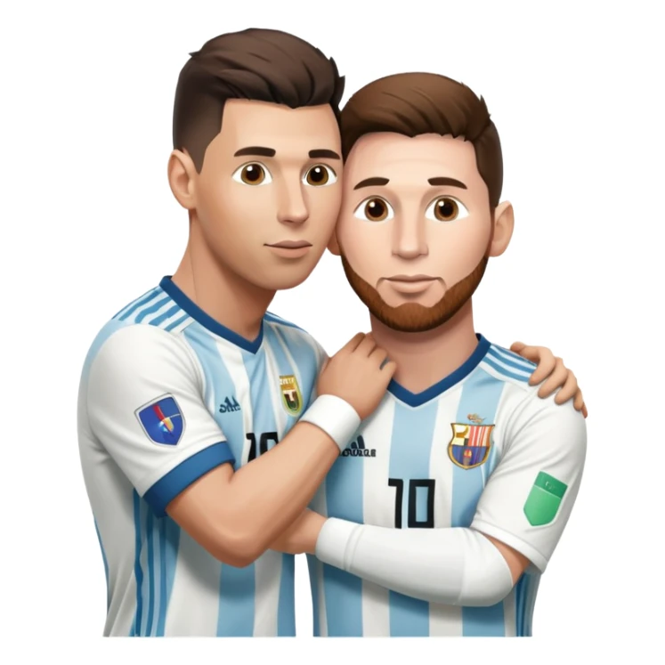 Ronaldo and Messi soccer players kissing sticker