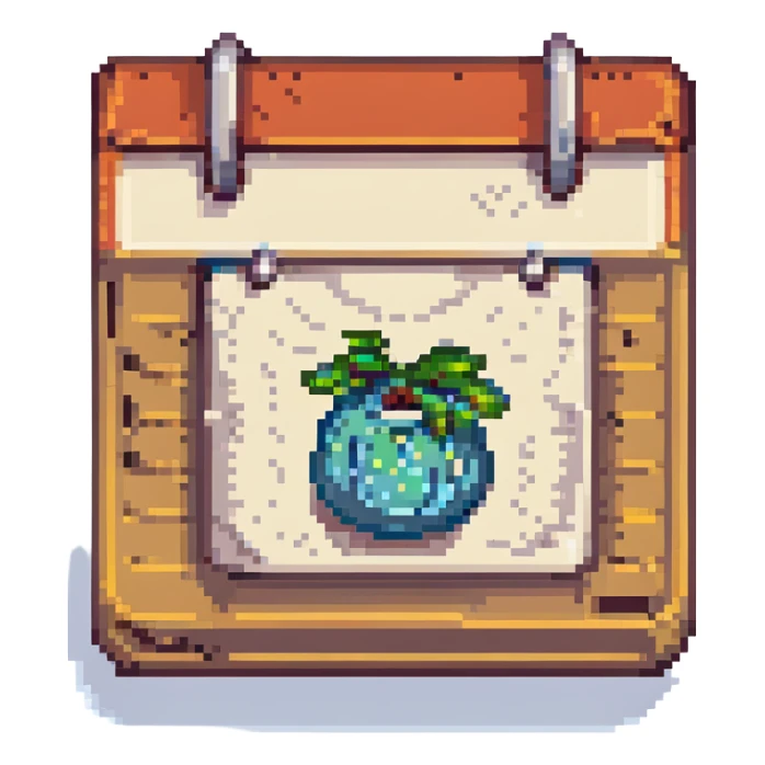 A calendar icon in pixel art style sticker