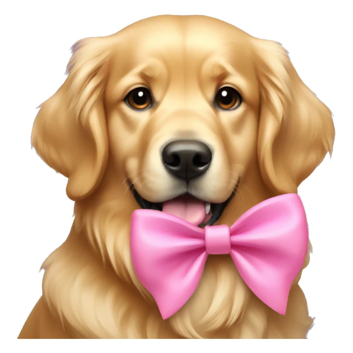 Golden retriever with a pink bow sticker