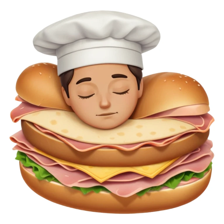 Person sleeping in the middle of a ham sandwich sticker