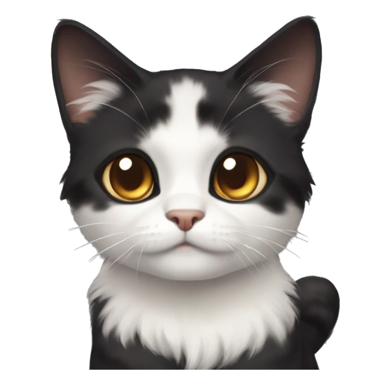 dark calico cat with white chest bug eyes kinda fluffy sticker