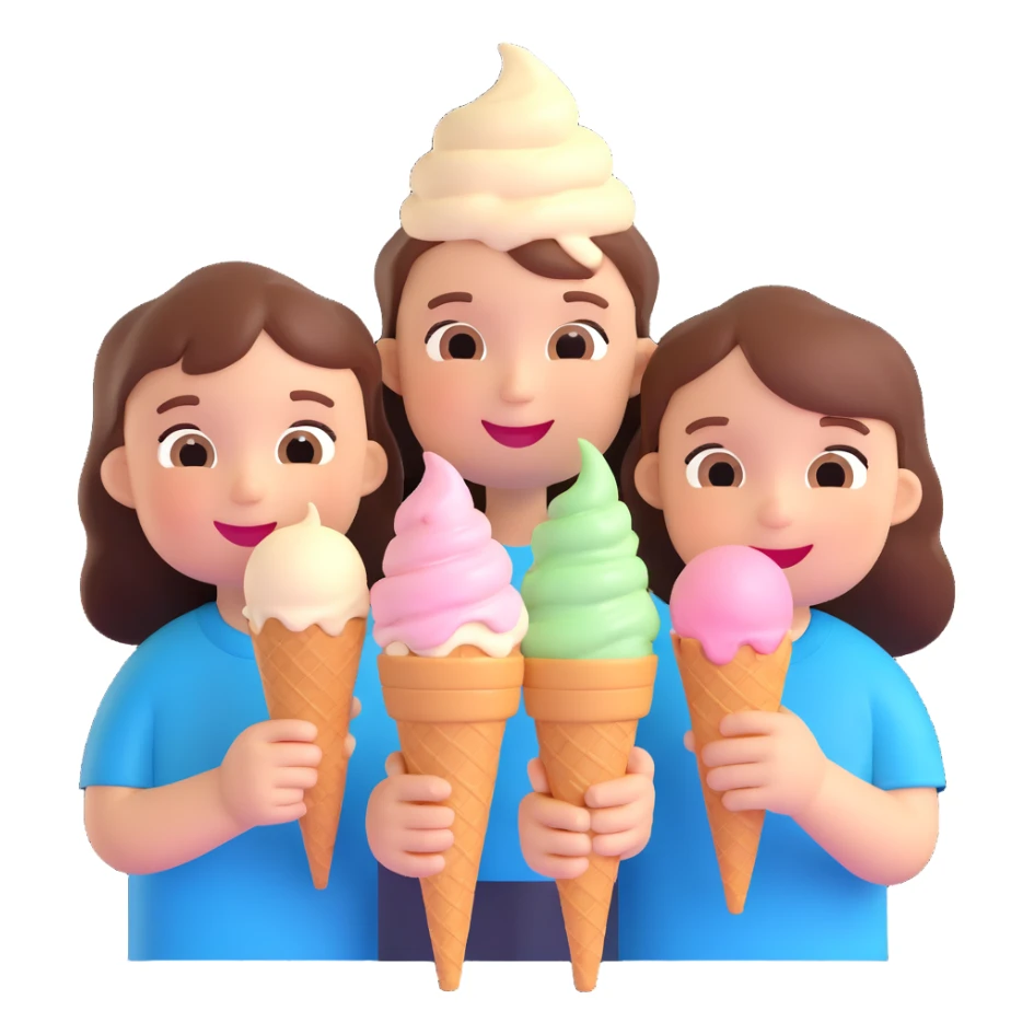 happy children with melting ice cream cones sticker