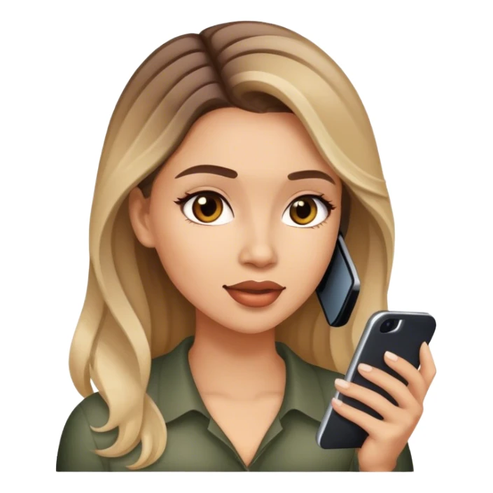 Realistic balage hair  woman speaking on 1 cell phone sticker