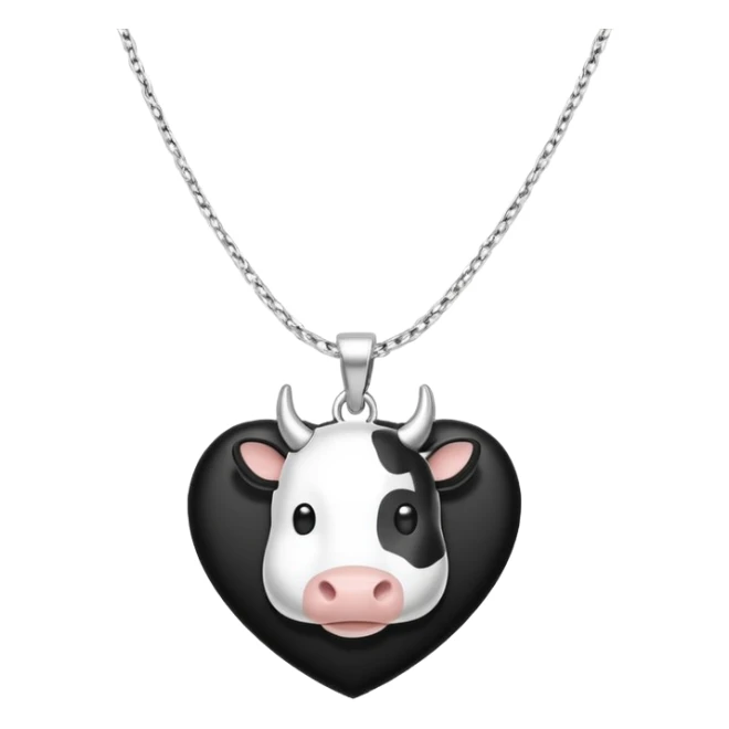 i need combination of this two emojis for making a neckless ❤️🐮 the desing must be simple so it can make easily  reduse details and make it black and white  use simple lines i insist rhe cow to be just like emoji sticker