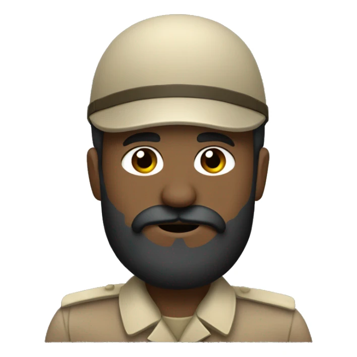 a soilder saluteing with a brown mustache and a short black beard sticker