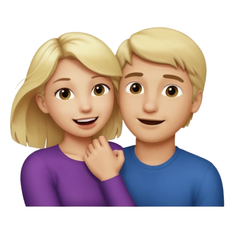 Emoji blonde girl lovingly , biting a man’s arm sticker