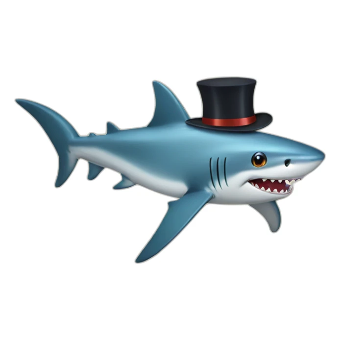 Shark with a top hat sticker