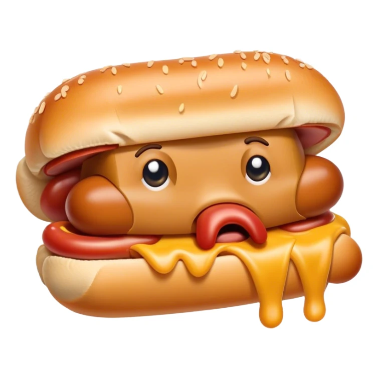 crying face with open mouth and hotdog sticker