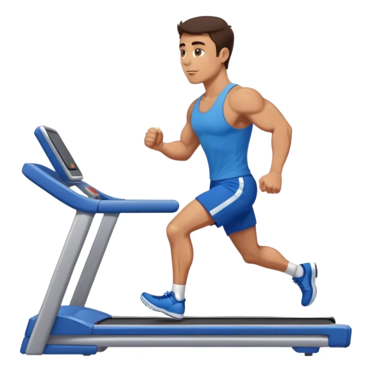 brunette male bodybuilder blue shorts treadmill sticker