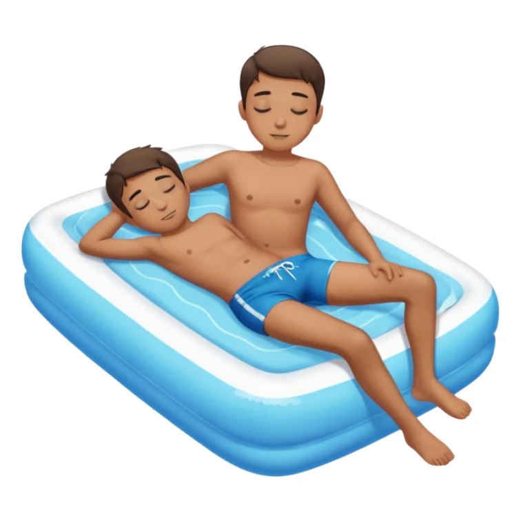 boy sleeping on a float in a swimming pool, full body sticker