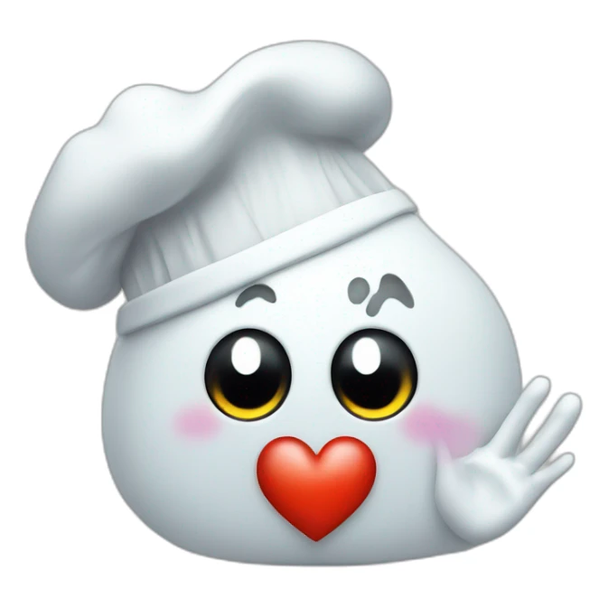 ghost with chef hat blowing a kiss heart with hand sticker