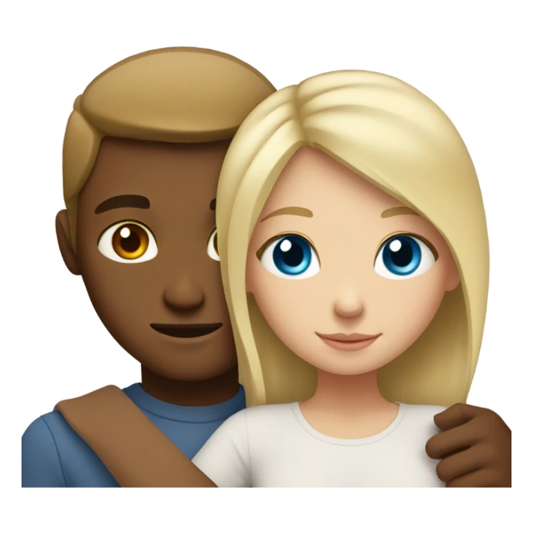 A guy with blue eyes and blond hair hugs a girl with brown eyes sticker