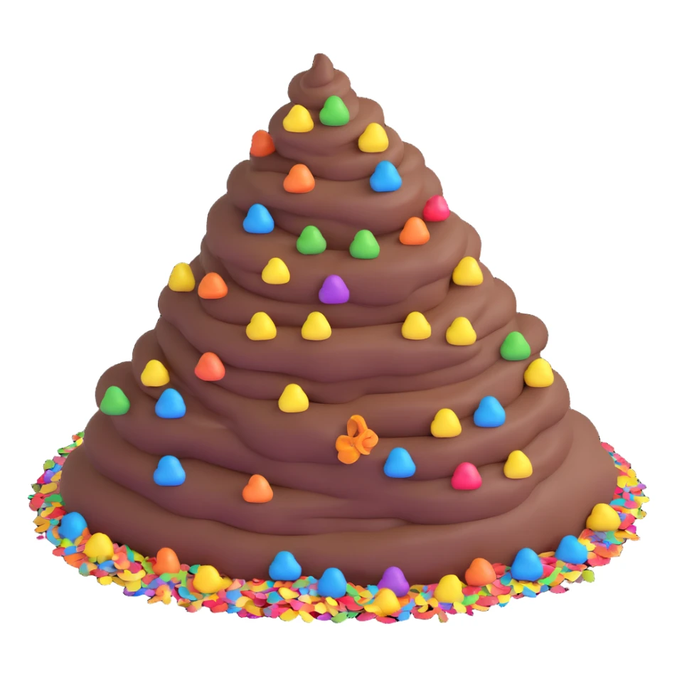 pile of poo with rainbow confetti, festive and fun sticker