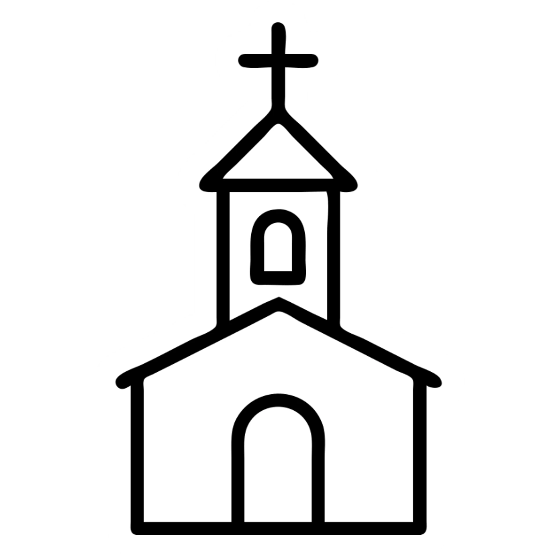 outlined icon of a church, simple and clean, no fill sticker